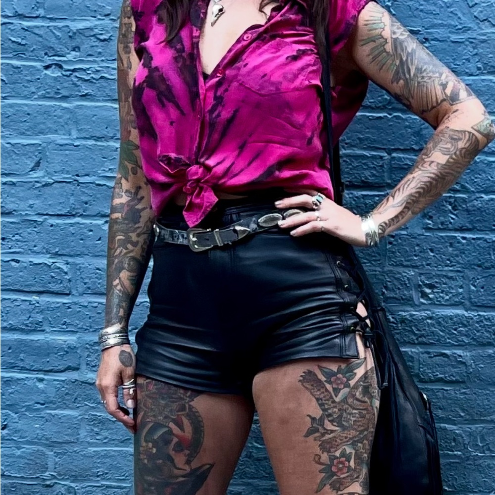 Chasing Unicorns Heaven Can Wait Leather Shorts - Picture 7 of 7